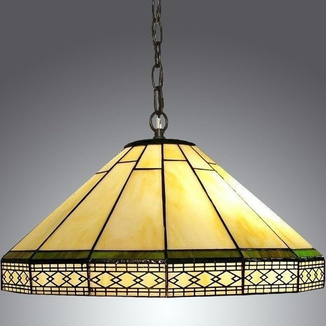 Warehouse Of Tiffany Tiffany Style Roman Hanging Lamp With Cream Glass Shade