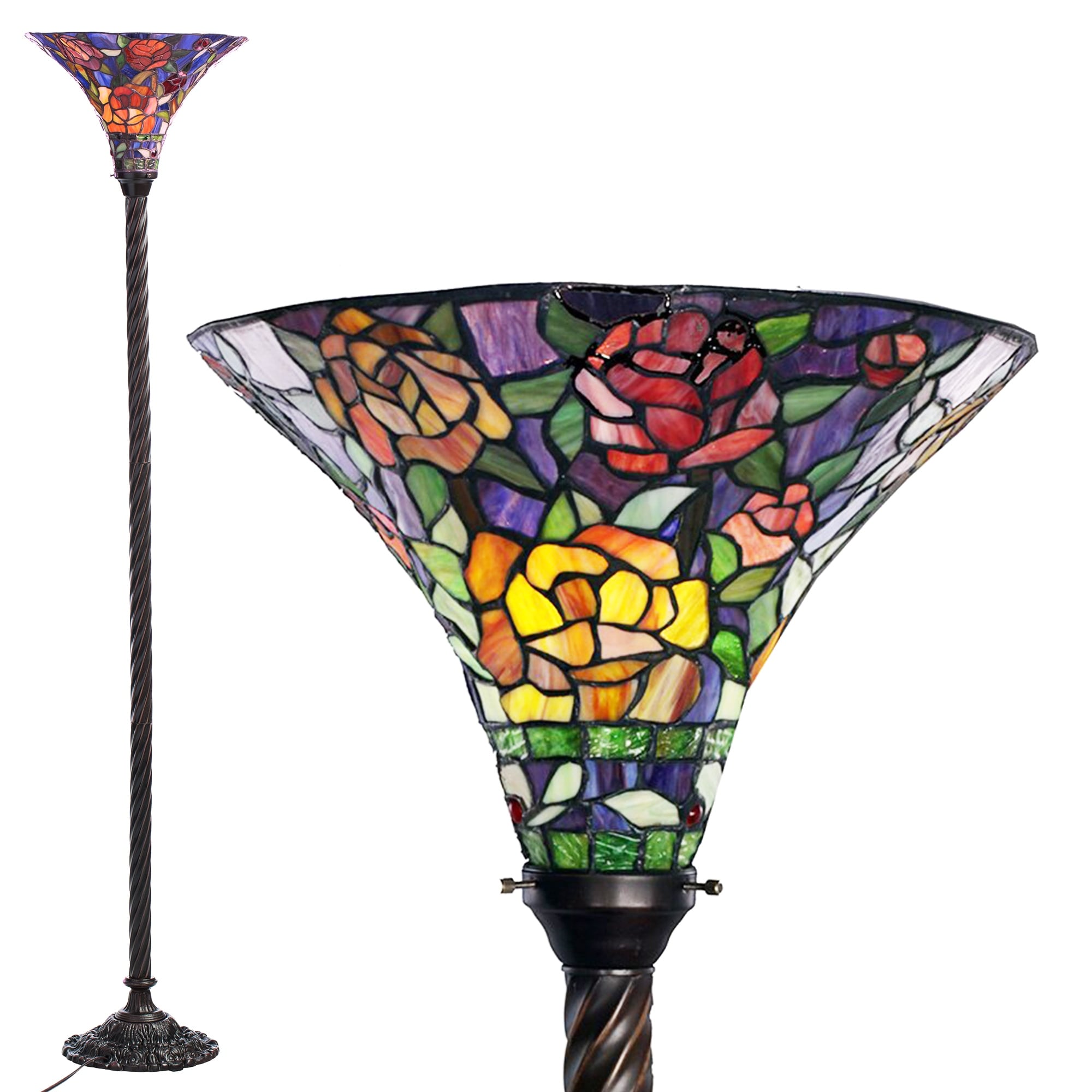 Tiffany Style Rose Torchiere