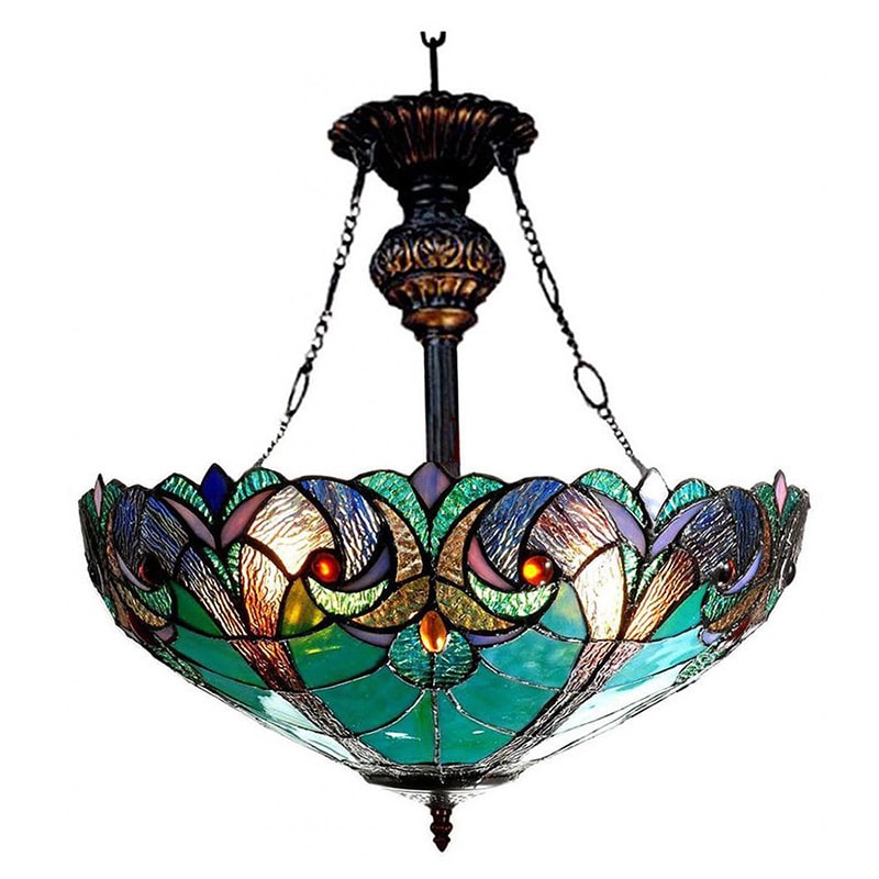 Chloe Tiffany Style Victorian Design 2 Light Inverted Pendant