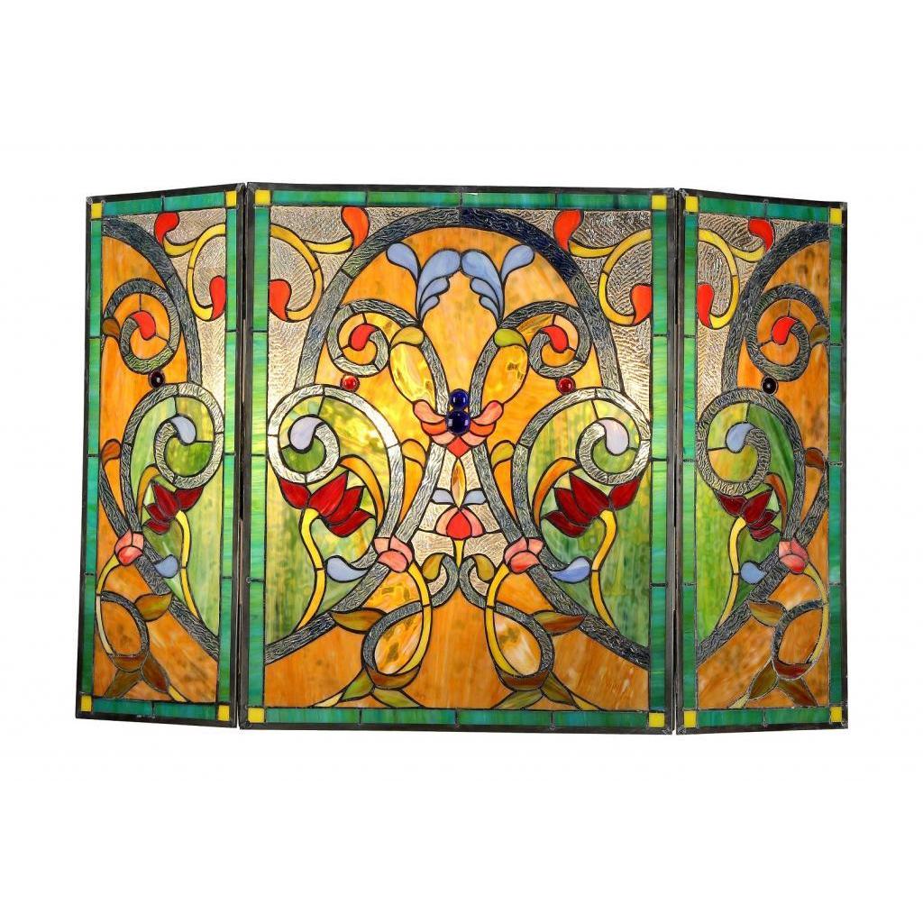 Tiffany Style Victorian Design Fireplace Screen