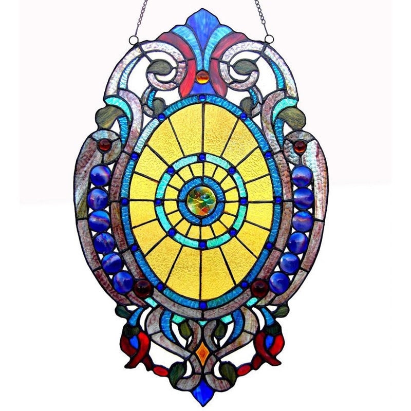 Chloe Tiffany Style Victorian Design Oval Window Panel
