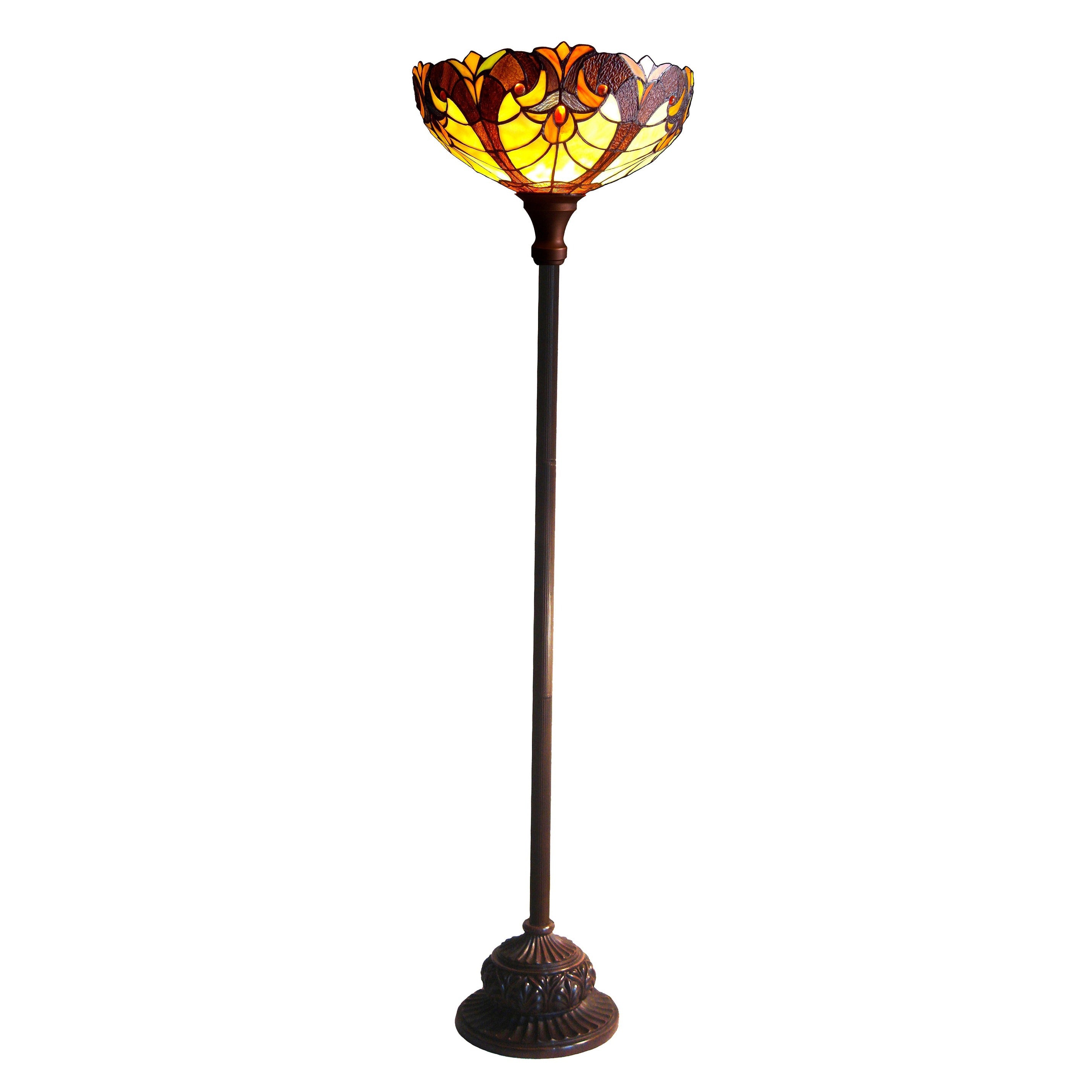 Tiffany Style Victorian Torchiere Bronze Finish Floor Lamp