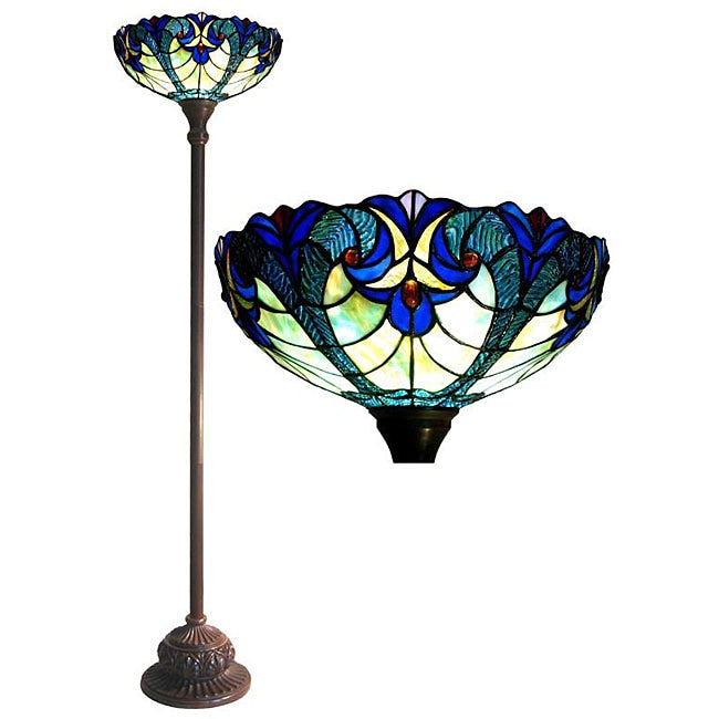 Tiffany Style Victorian Torchiere Bronze Finish Floor Lamp