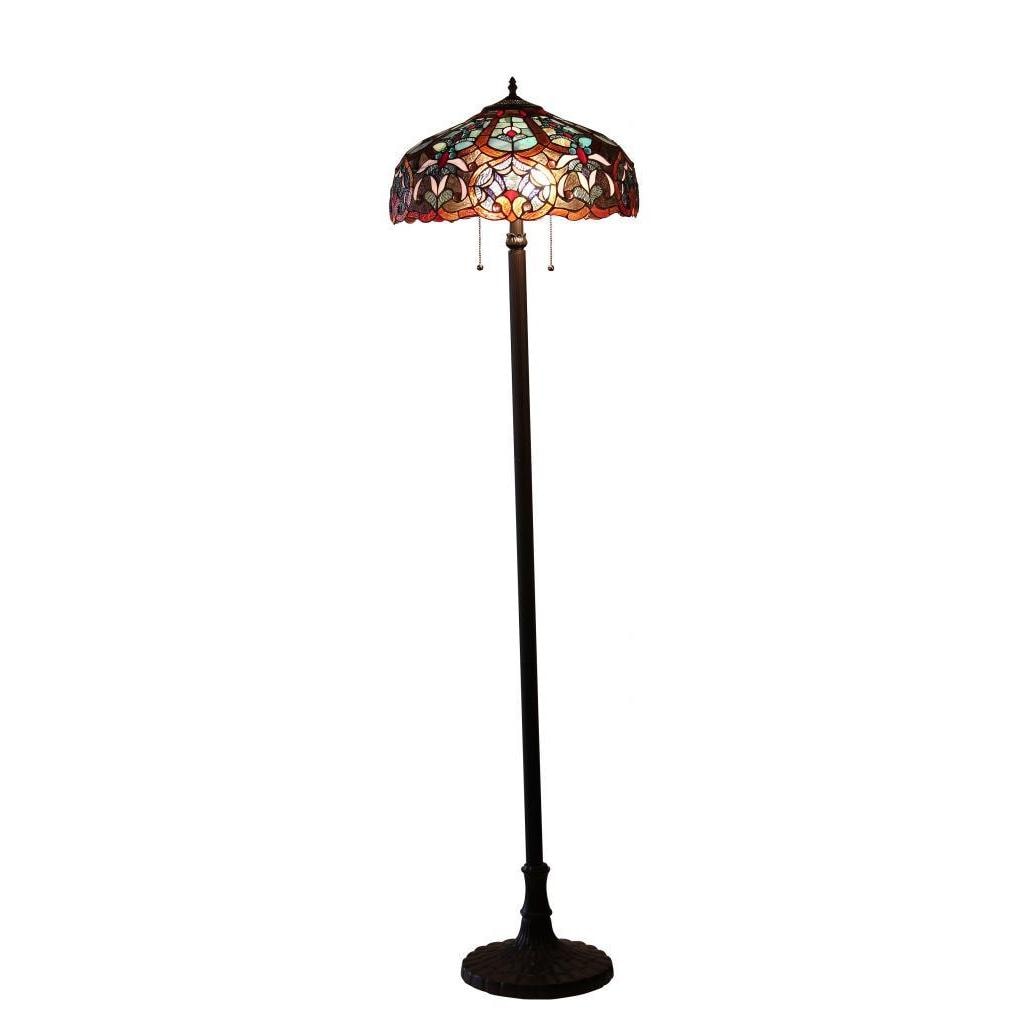 Chloe Tiffany Style Victorian Design 2 Light Dark Bronze Floor Lamp
