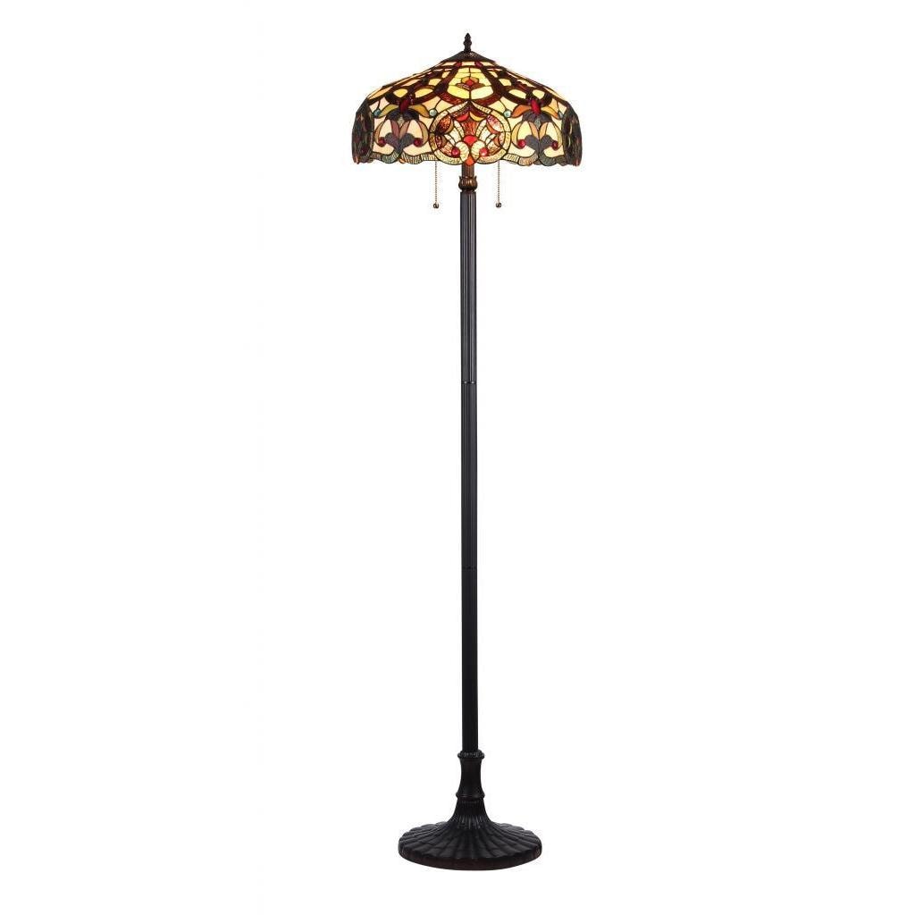 Chloe Tiffany Style Victorian Design Dark Bronze 2 Light Floor Lamp