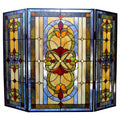 Tiffany Style Victorian Design 3 Panel Fireplace Screen
