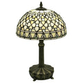 Warehouse Of Tiffany Tiffany Style White Jewel Lamp With Bronzetone Cast Metal Base