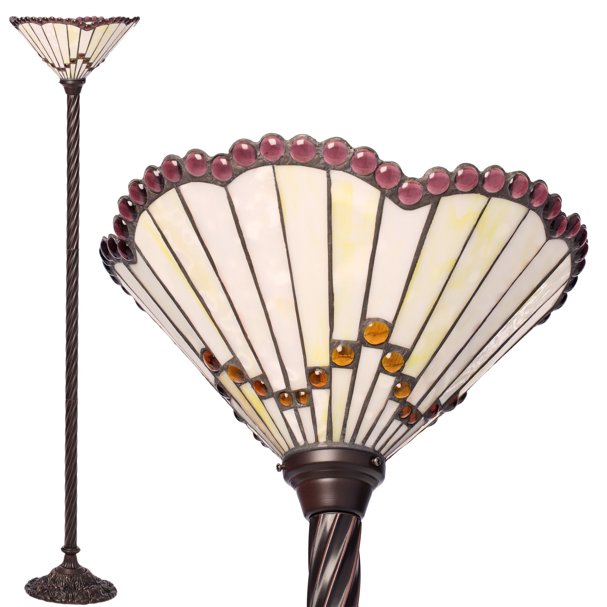 Tiffany Style White Jewel Torchiere