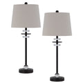 Tika Table Lamp Set Of 2 Crystal Rings And Black Metal Ball Fabric Shade