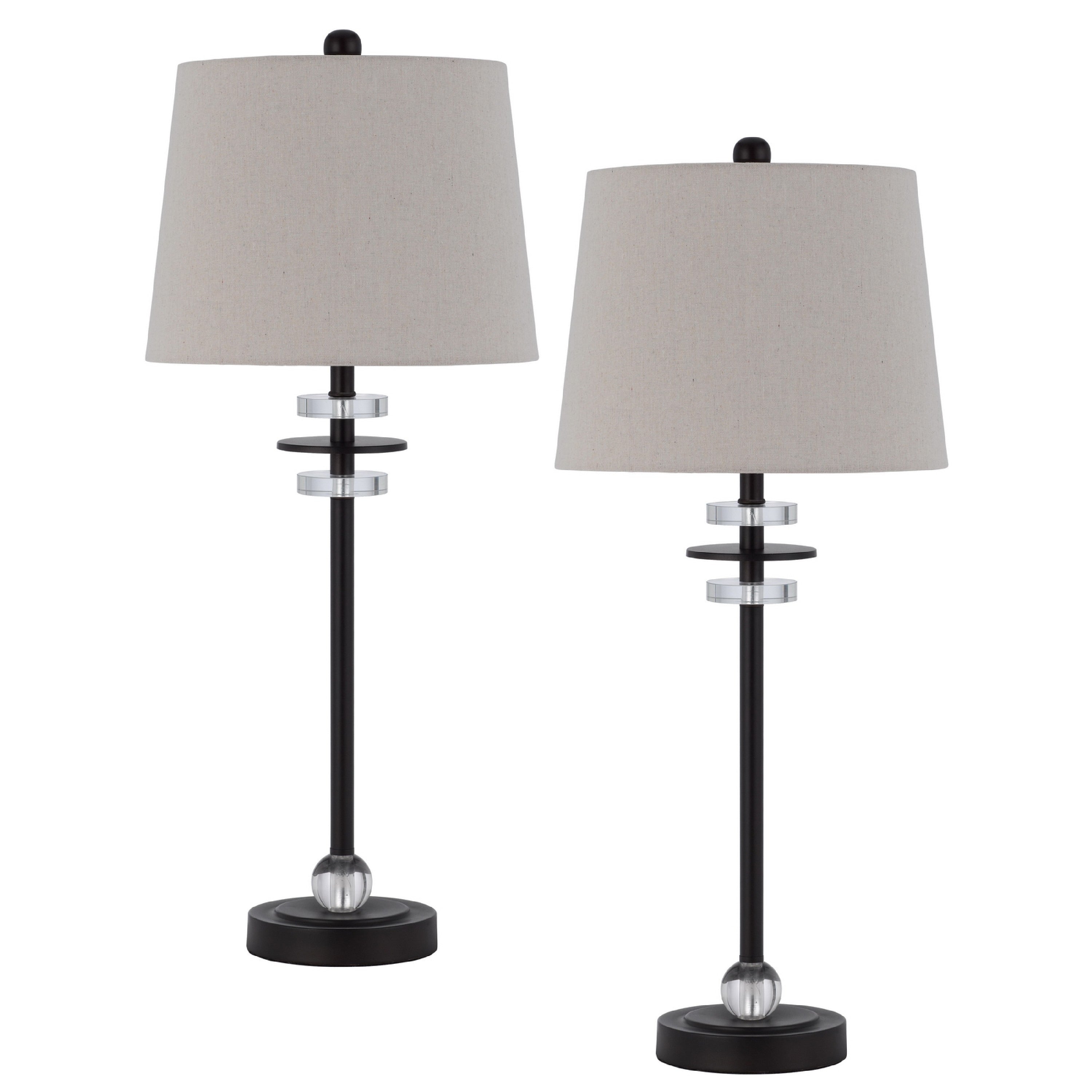 Tika Table Lamp Set Of 2 Crystal Rings And Black Metal Ball Fabric Shade