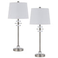 Tika Table Lamp Set Of 2 Crystal Rings And Brushed Steel Fabric Shade