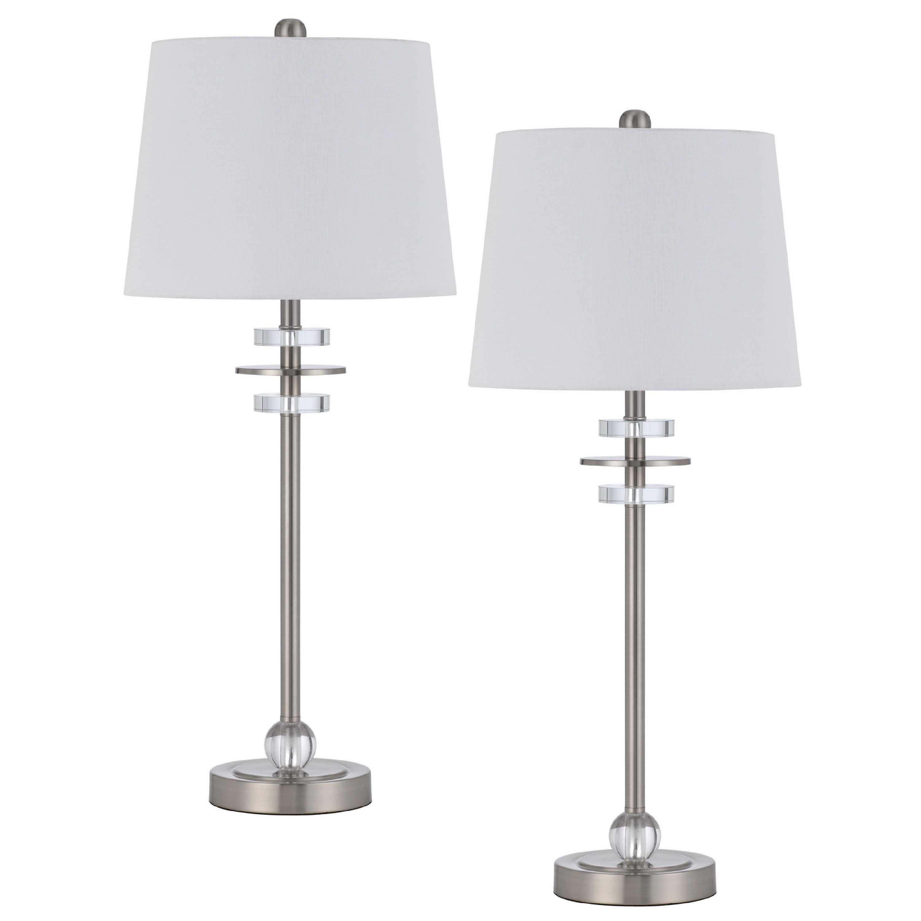 Tika Table Lamp Set Of 2 Crystal Rings And Brushed Steel Fabric Shade