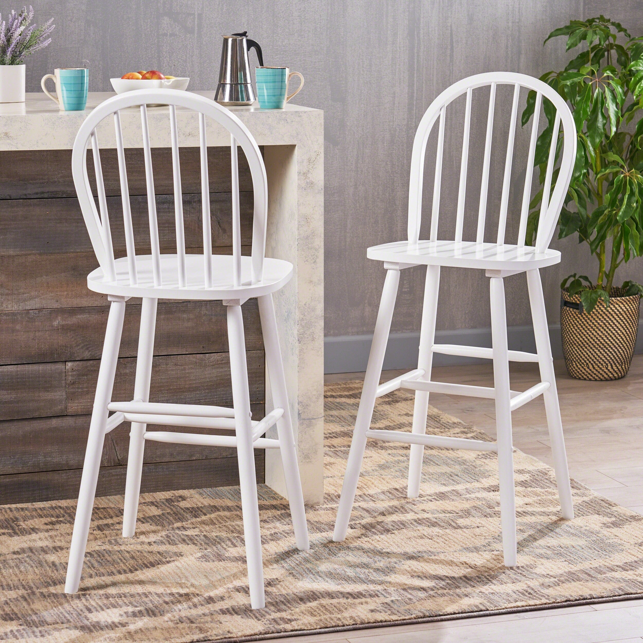 Tilbury Traditional Rubberwood Spindle Bar Stools Set Of 2 By Christopher Knight Home