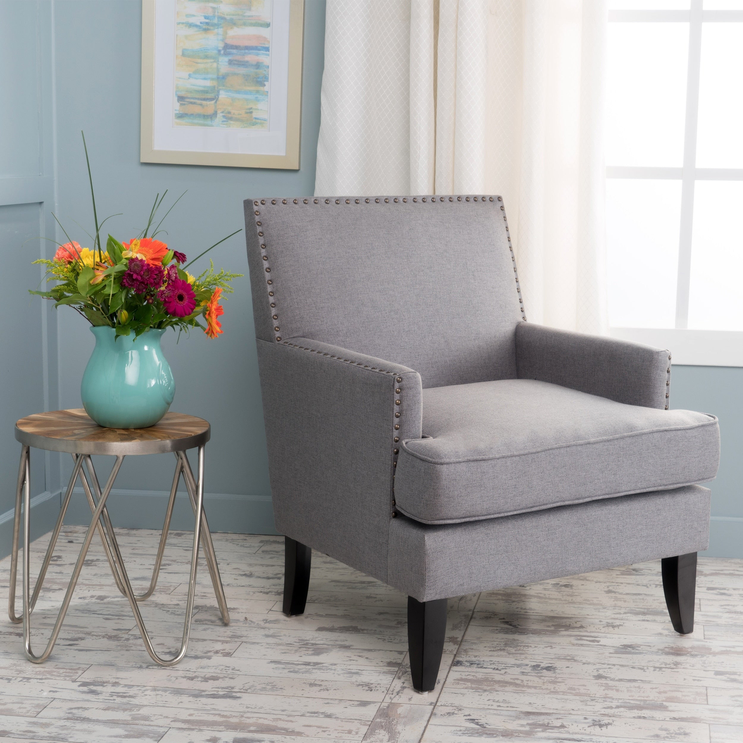 Tilla Studded Fabric Club Chair By Christopher Knight Home