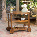 Tillary Outdoor Aluminum Wood Drop Leaf Bar Cart By Christopher Knight Home