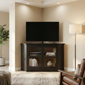 Timber Ridge Wood Corner Tv Stand With Glass Doors Fits Tvs Up To 55