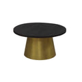 Rhu Home Black Mango Wood Coffee Table With Gold Drum Base. 32
