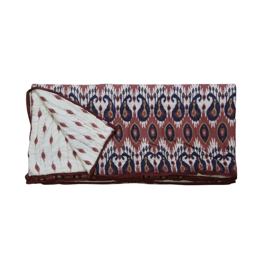 Timbergirl Cotton Handprinted Red Tribal Quilt With 2 Shams
