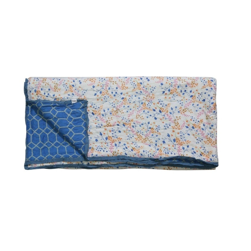 Timbergirl Cotton Handquilted Babys Breath Floral Quilt With 2 Shams