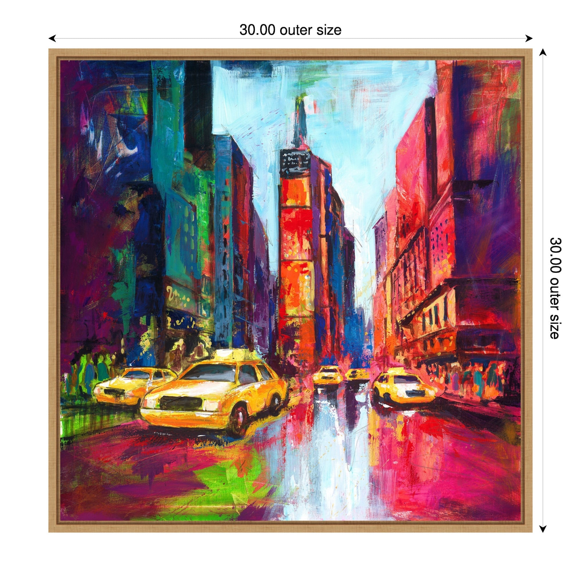 Times Square With Yellow Cabs By Renate Holzner Framed Canvas Wall Art Print