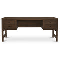 Tindall Desk Neem Wood Four Drawers Open And Closed Shelving Dark Brown