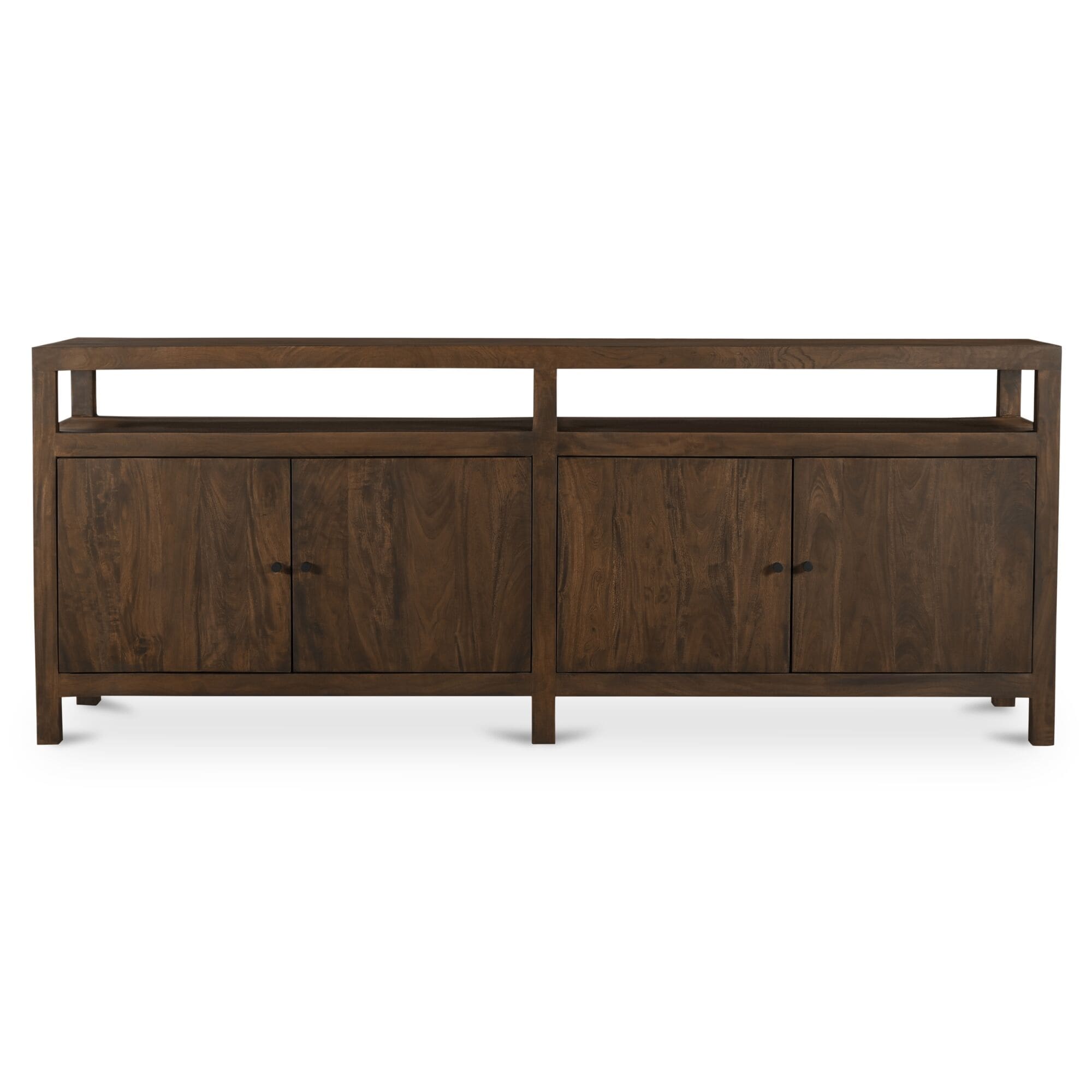 Tindall Sideboard Neem Wood Open And Closed Shelving Dark Brown
