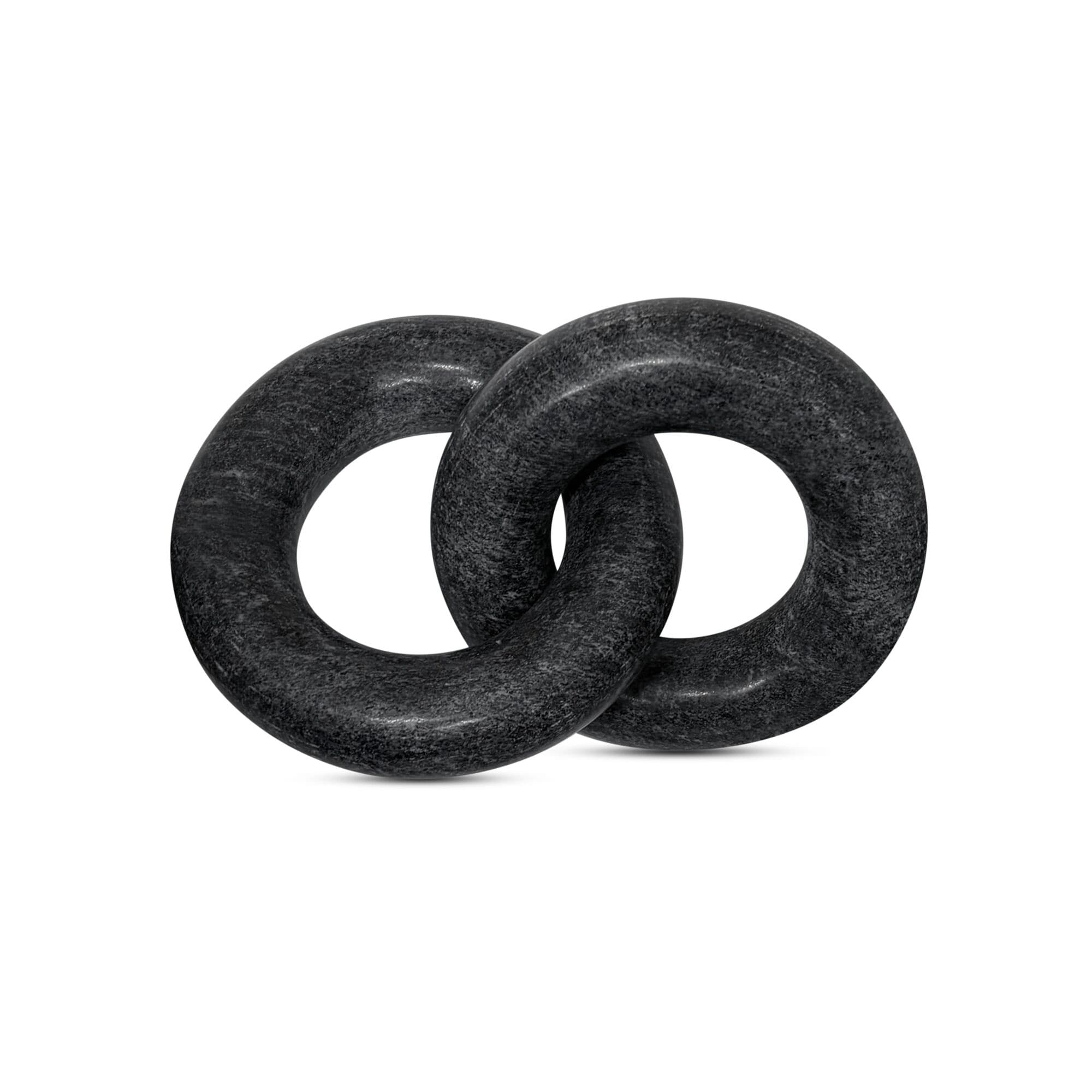 Tindall Tabletop Accent Rajasthani Black Marble Interlocking Ring Sculpture Polished Finish Black Marble