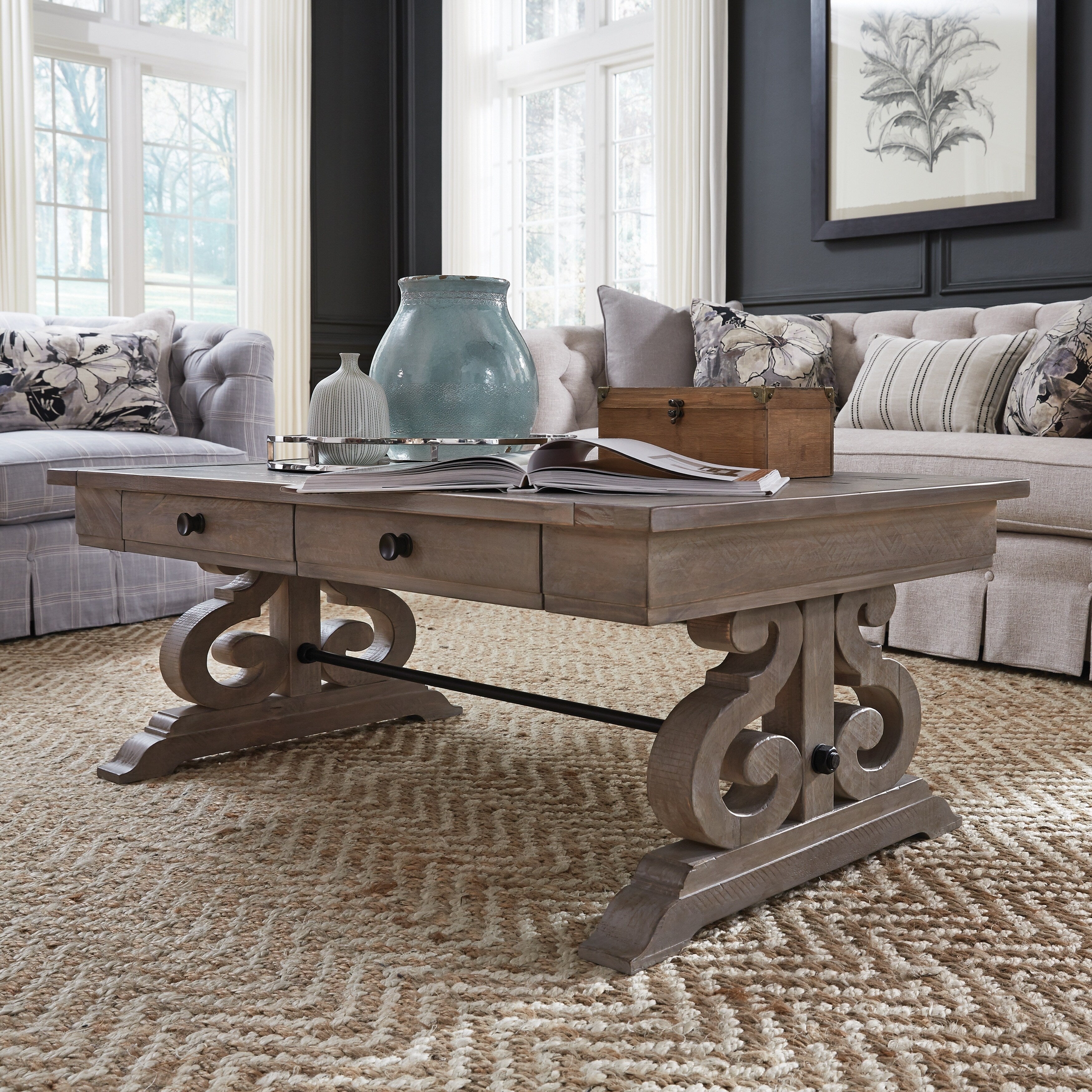 Tinley Park Traditional Dove Tail Grey Coffee Table