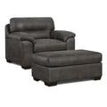 Tirana Contemporary Fabric Pillow Top Arm Chair With Ottoman In Sequoia Ash