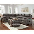 Tirana Contemporary Fabric Pillow Top Arm Sectional Sofa In Sequoia Ash