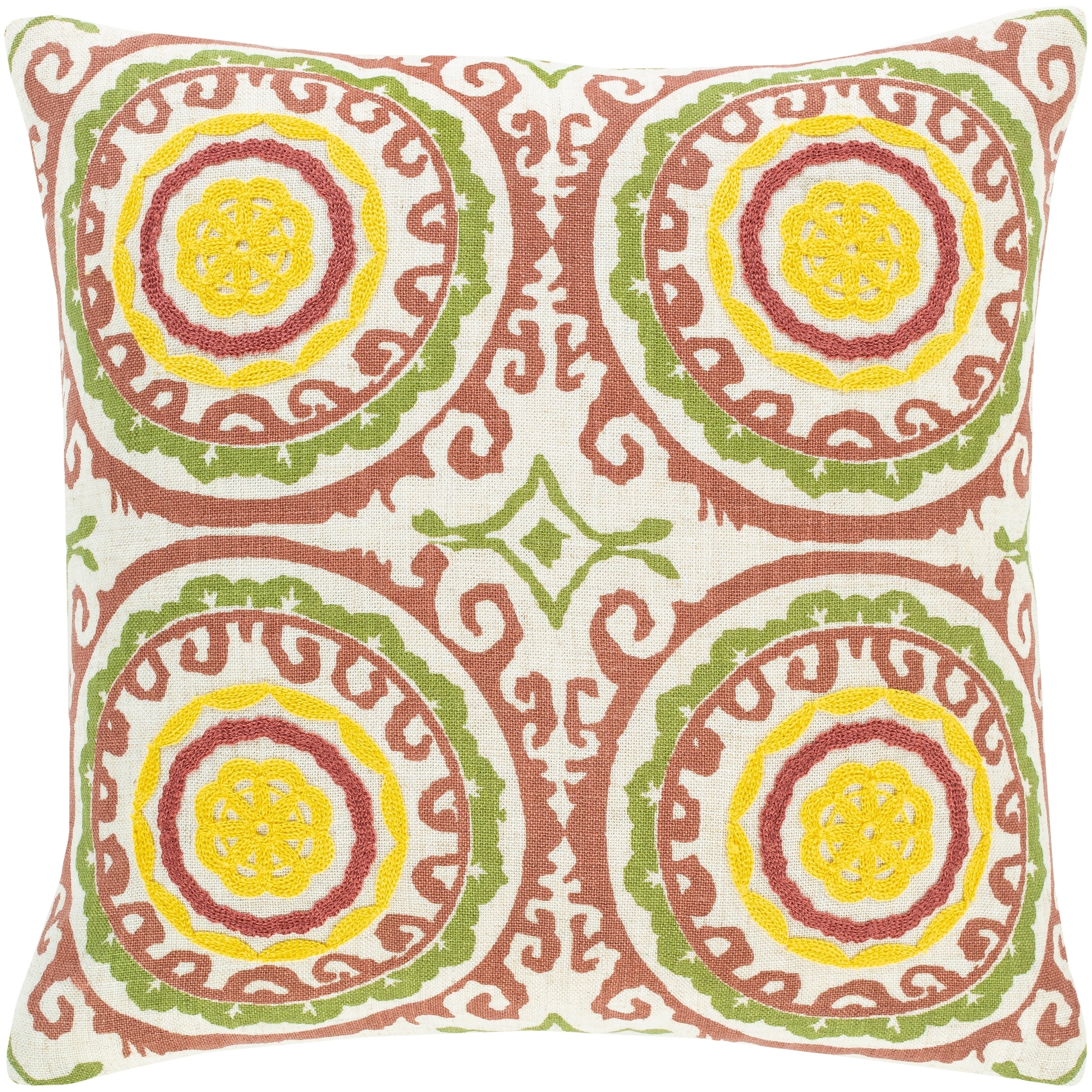 Tiro Embroidered Medallion 18 Inch Throw Pillow