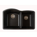 Titan Quartz Undermount 32 In. 55 45 Double Bowl Kitchen Sink With Strainer