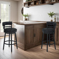 Madrid Swivel Barstool In Ford Black Faux Leather And Black Finish