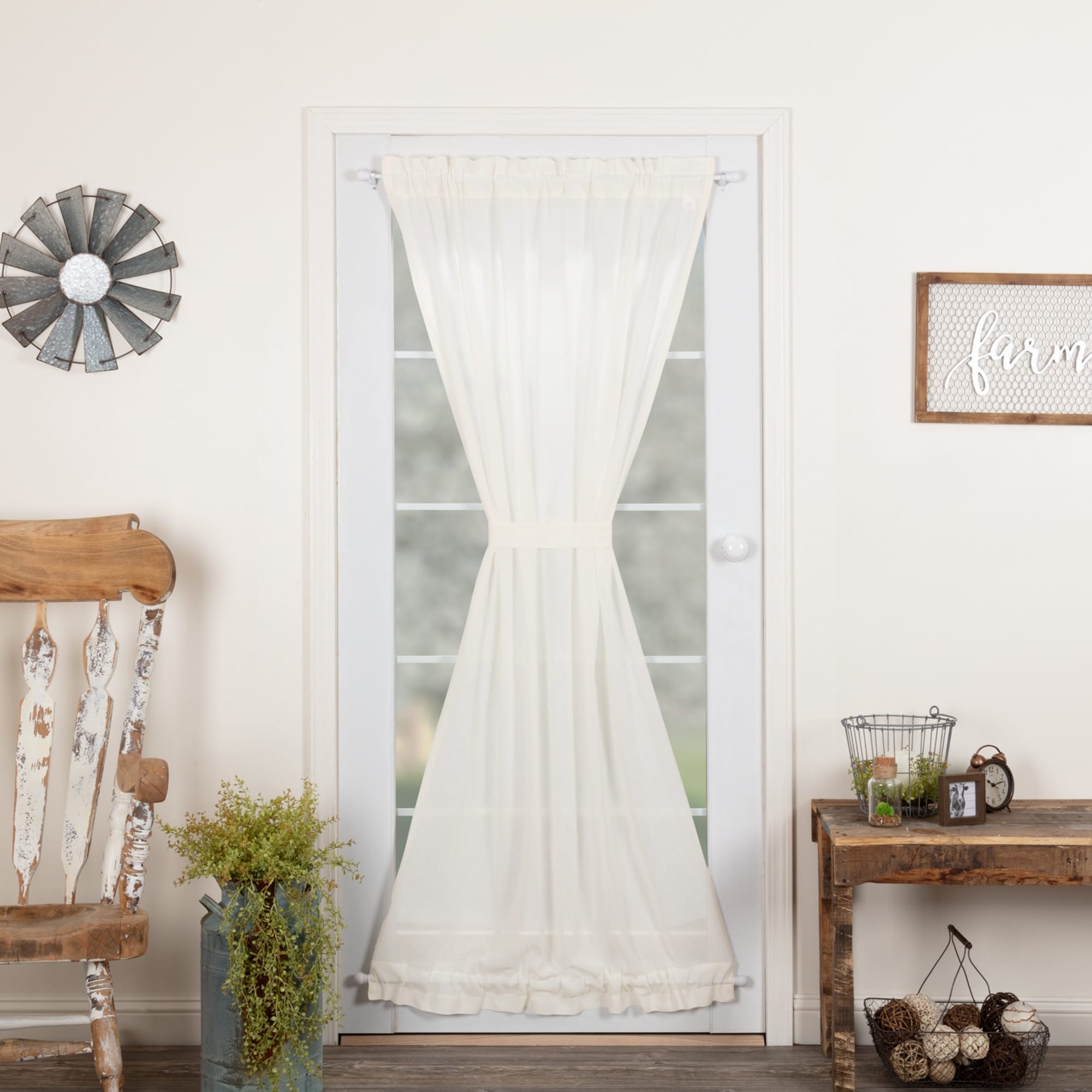 Farmhouse Curtains Vhc Tobacco Cloth Door Panel Rod Pocket Cotton Solid Color Sheer