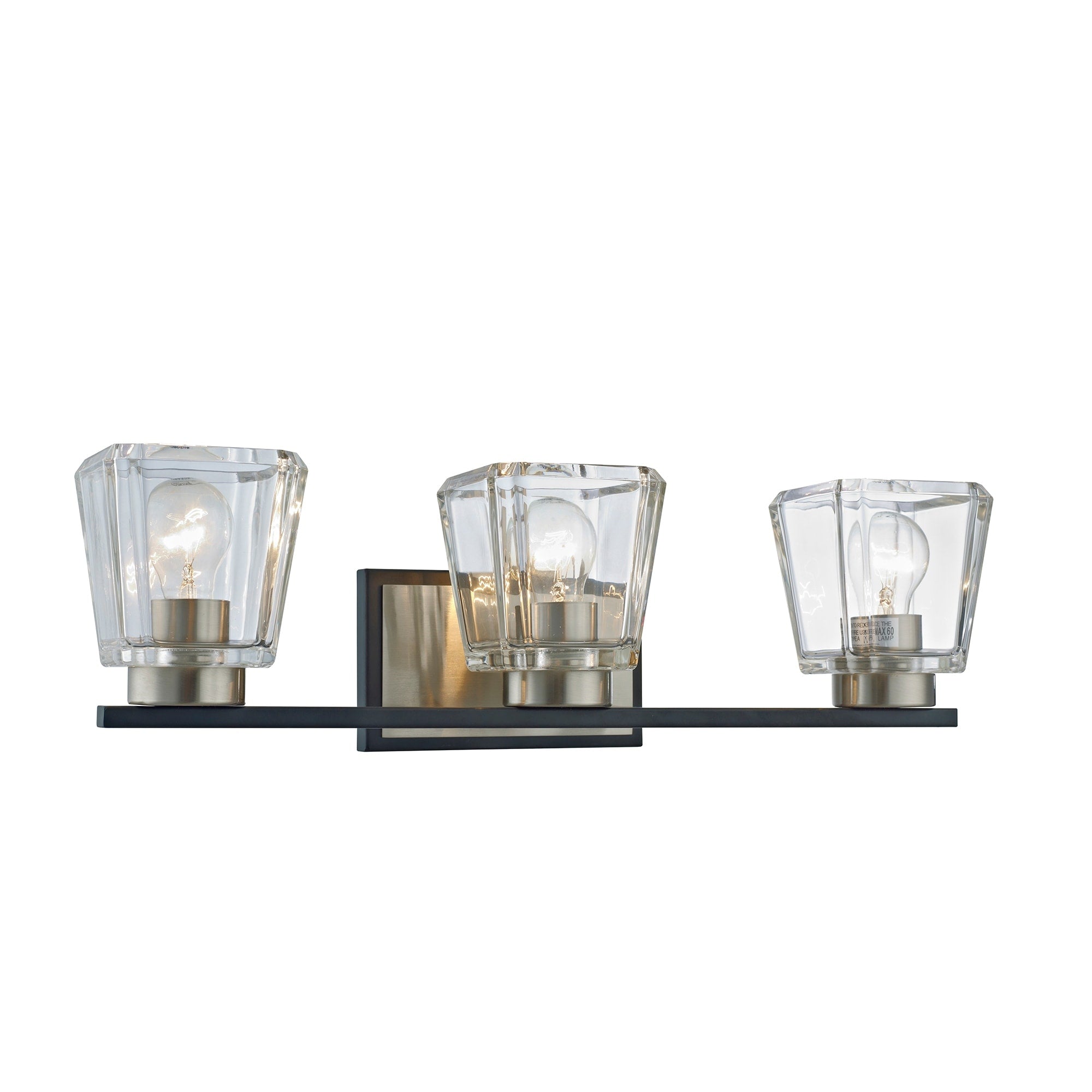 Tobey Matte Black Brushed Nickel 3 Light Clear Crystal Shade Wall Sconce