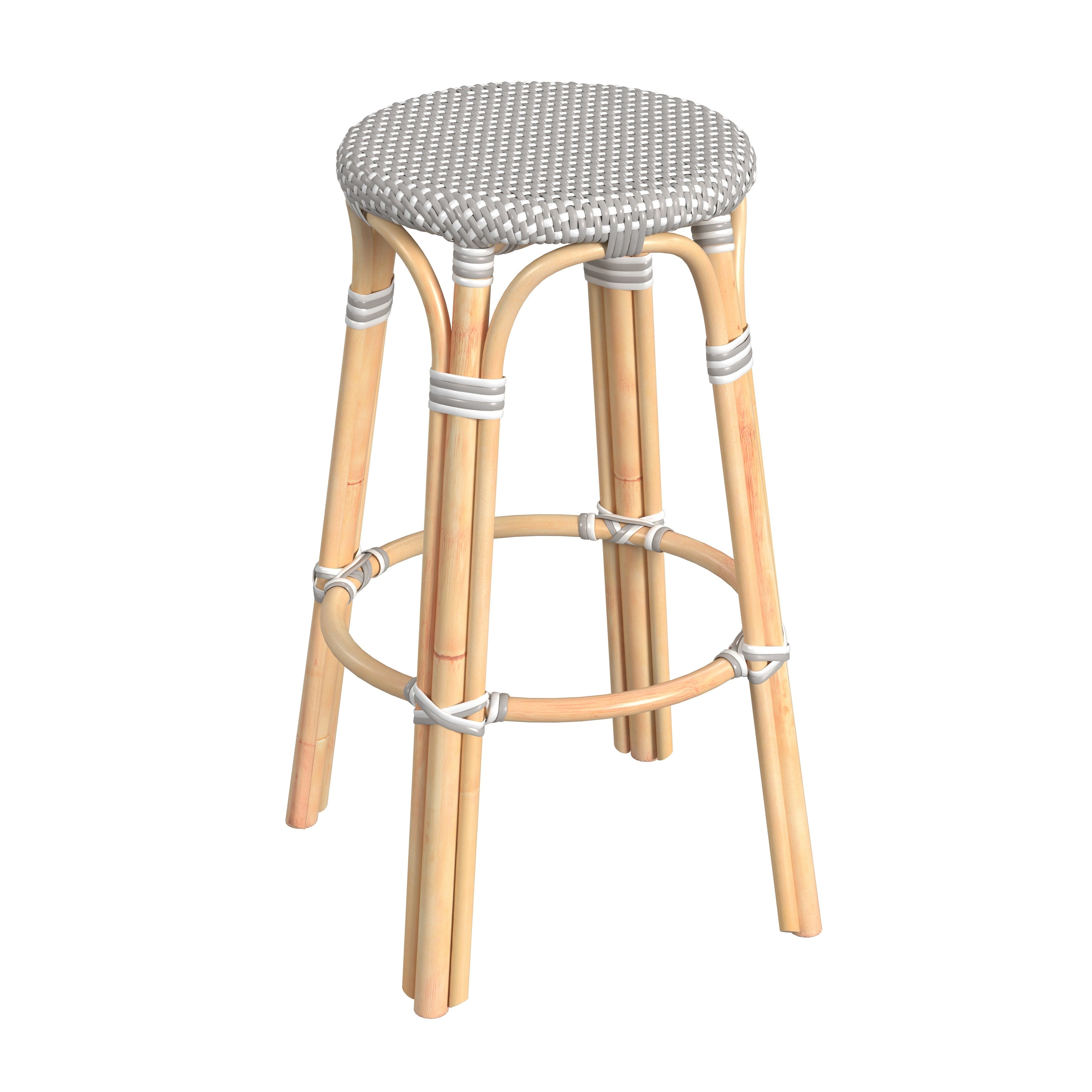 Butler Tobias Black White Rattan Bar Stool