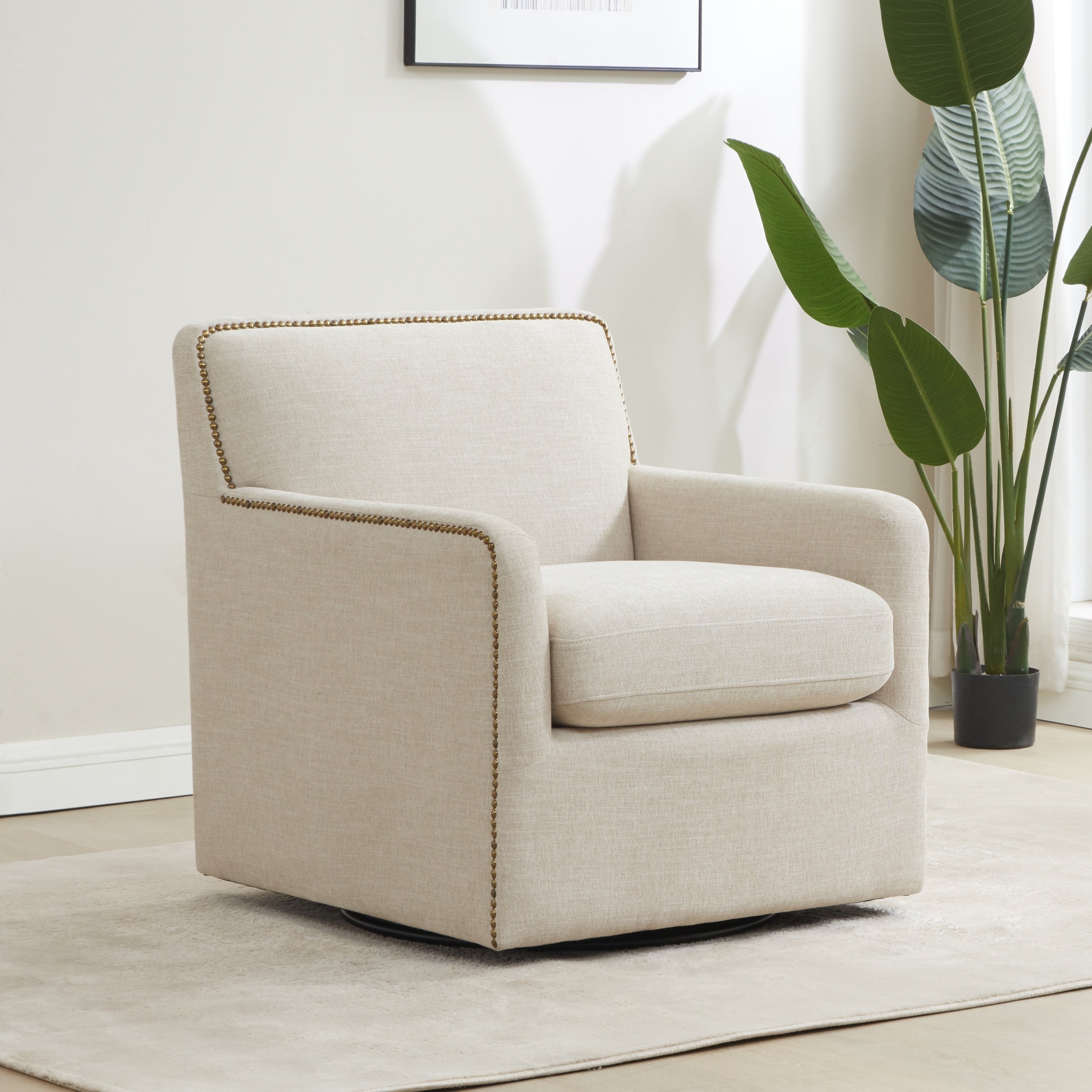 Tobias Swivel Accent Chair With Nailhead Trim By Greyson Living