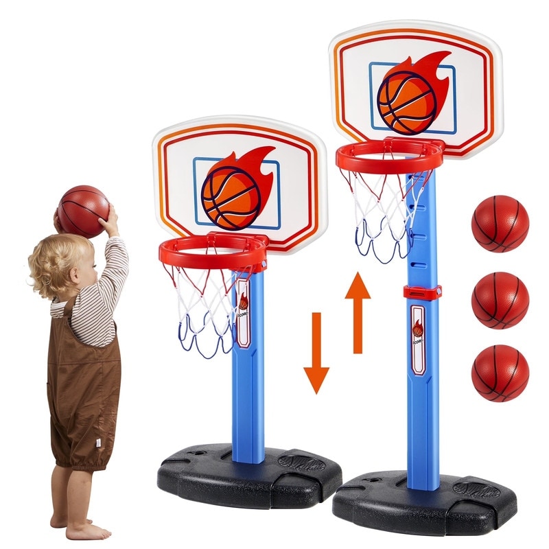 Toddler Basketball Hoop Adjustable Basketball Goal With 4 Balls Multicolor