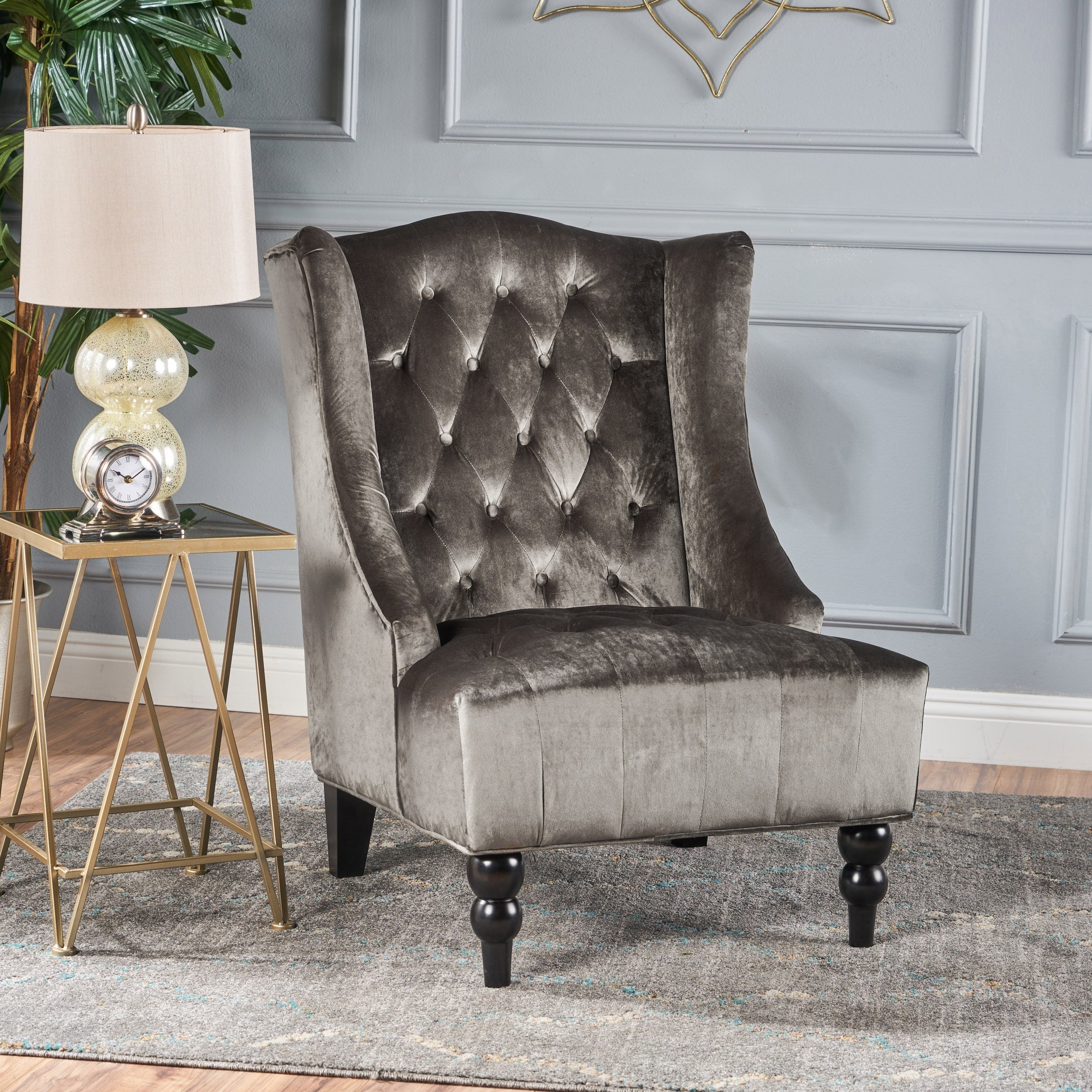 Toddman High Back Velvet Club Chair By Christopher Knight Home
