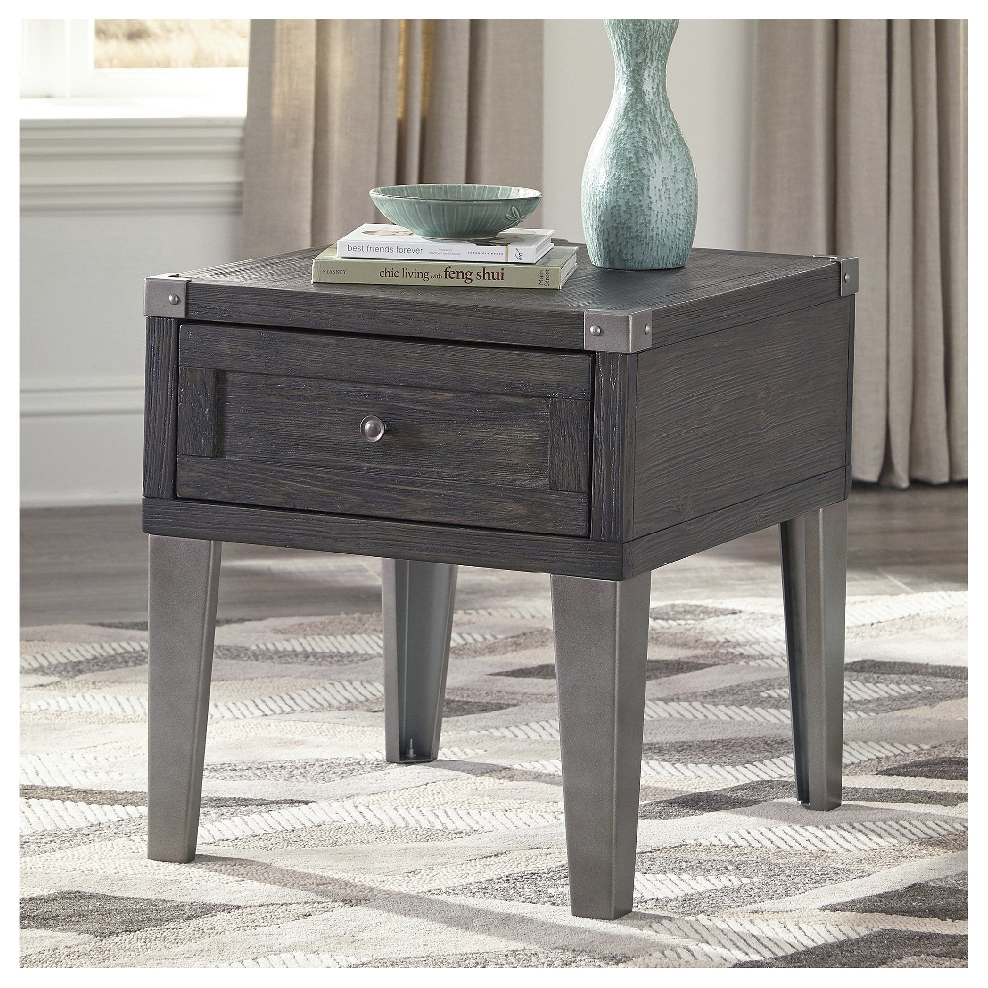 Signature Design By Ashley Todoe Contemporary Dark Gray End Table
