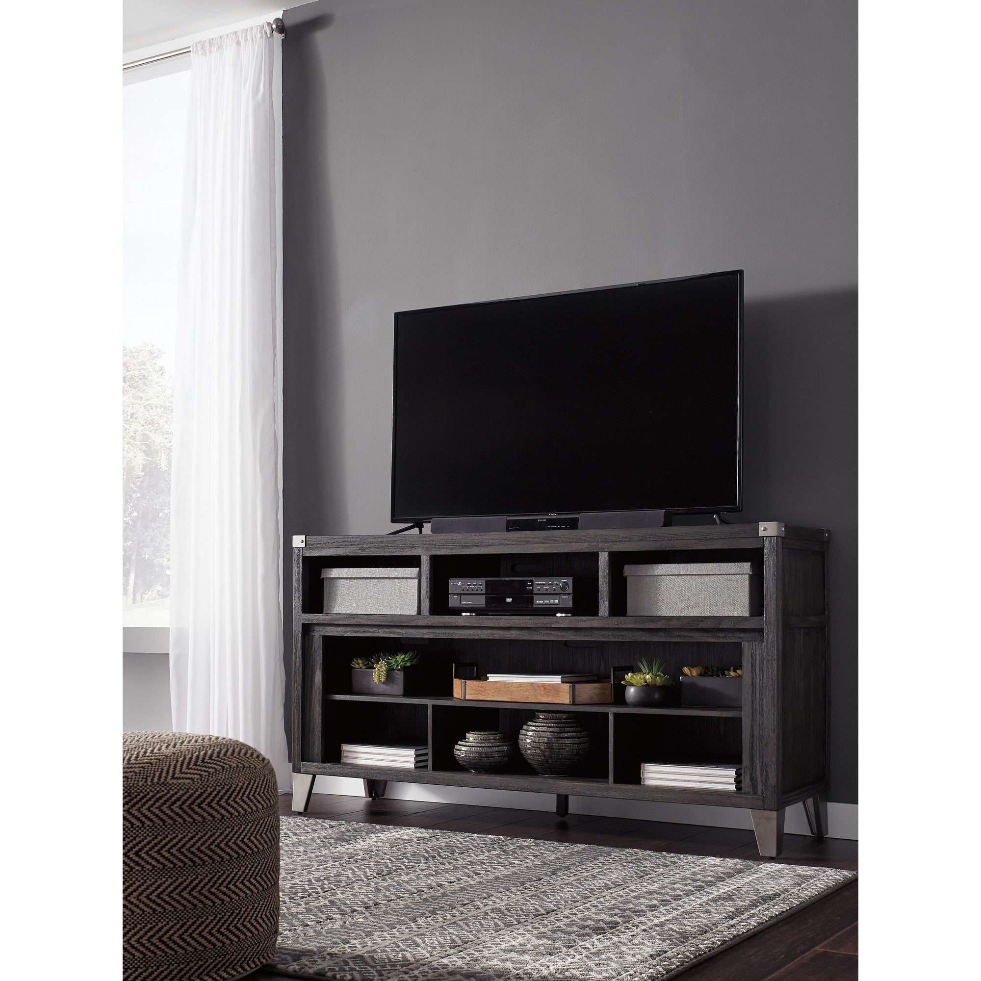 Signature Design By Ashley Todoe Grey Fireplace Option Lg Tv Stand