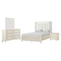 Toi 4Pc Queen Bedroom Set W Dresser Mirror Fluted Led White Upholstery