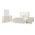 Toi 5Pc Queen Bedroom Set W 2 Nightstands Fluted Led White Upholstery