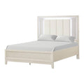 Toi Queen Bed Led Headboard W Tufted Upholstery Fluted Antique White