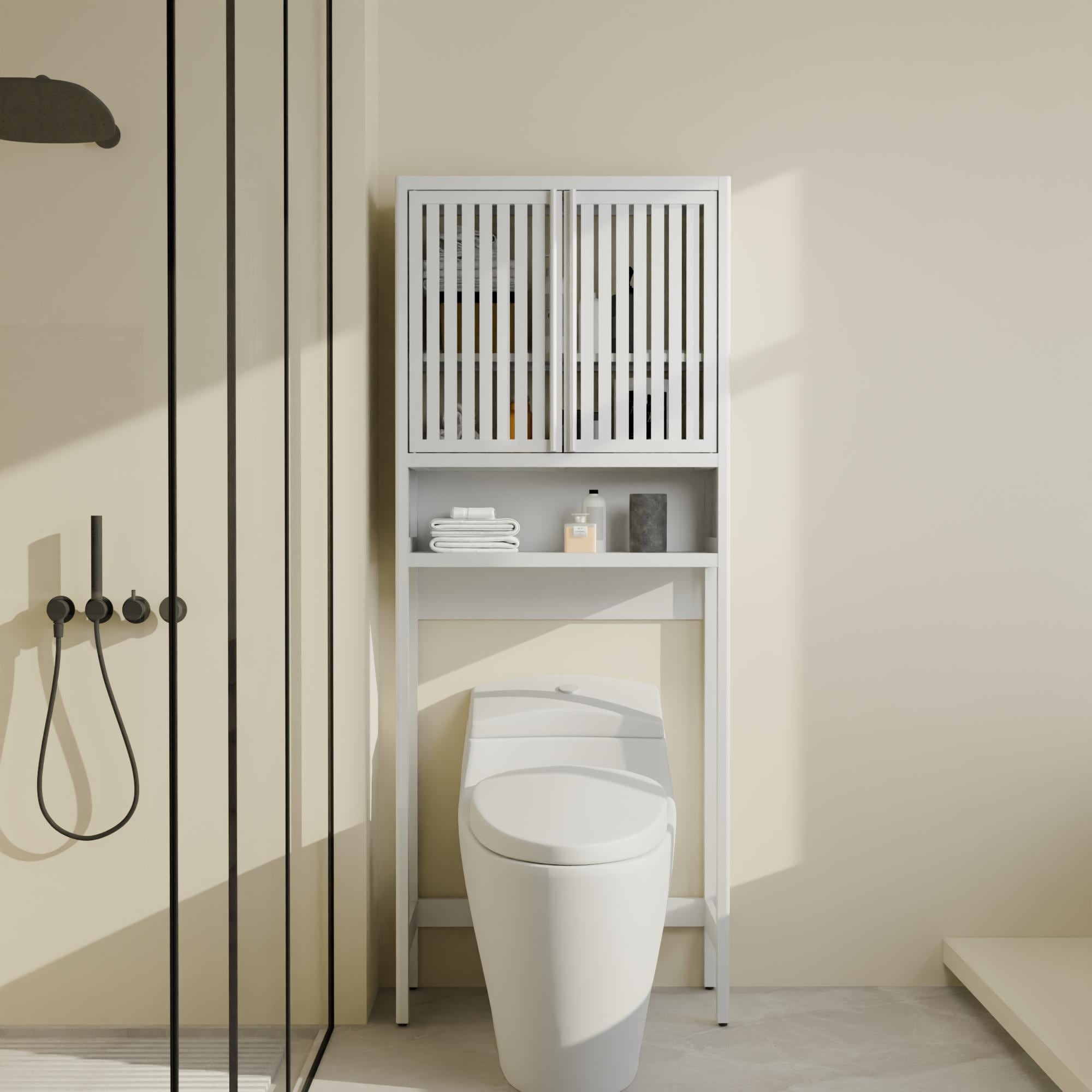 Toilet Storage Shelf Private Bathroom Laundry Room Space Saving White