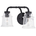 Toledo Black Industrial Farmhouse Bathroom Vanity Fixture Clear Glass