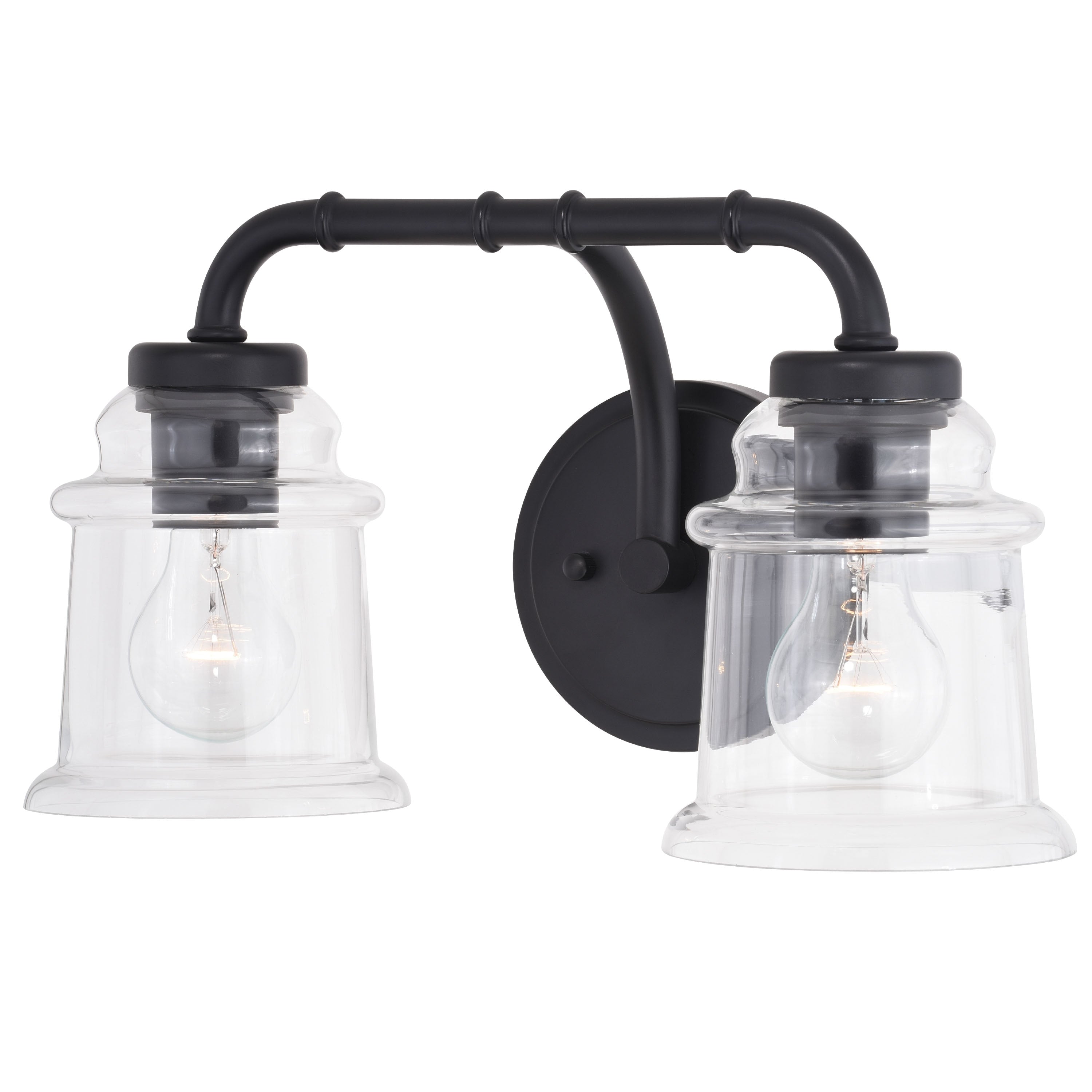 Toledo Black Industrial Farmhouse Bathroom Vanity Fixture Clear Glass
