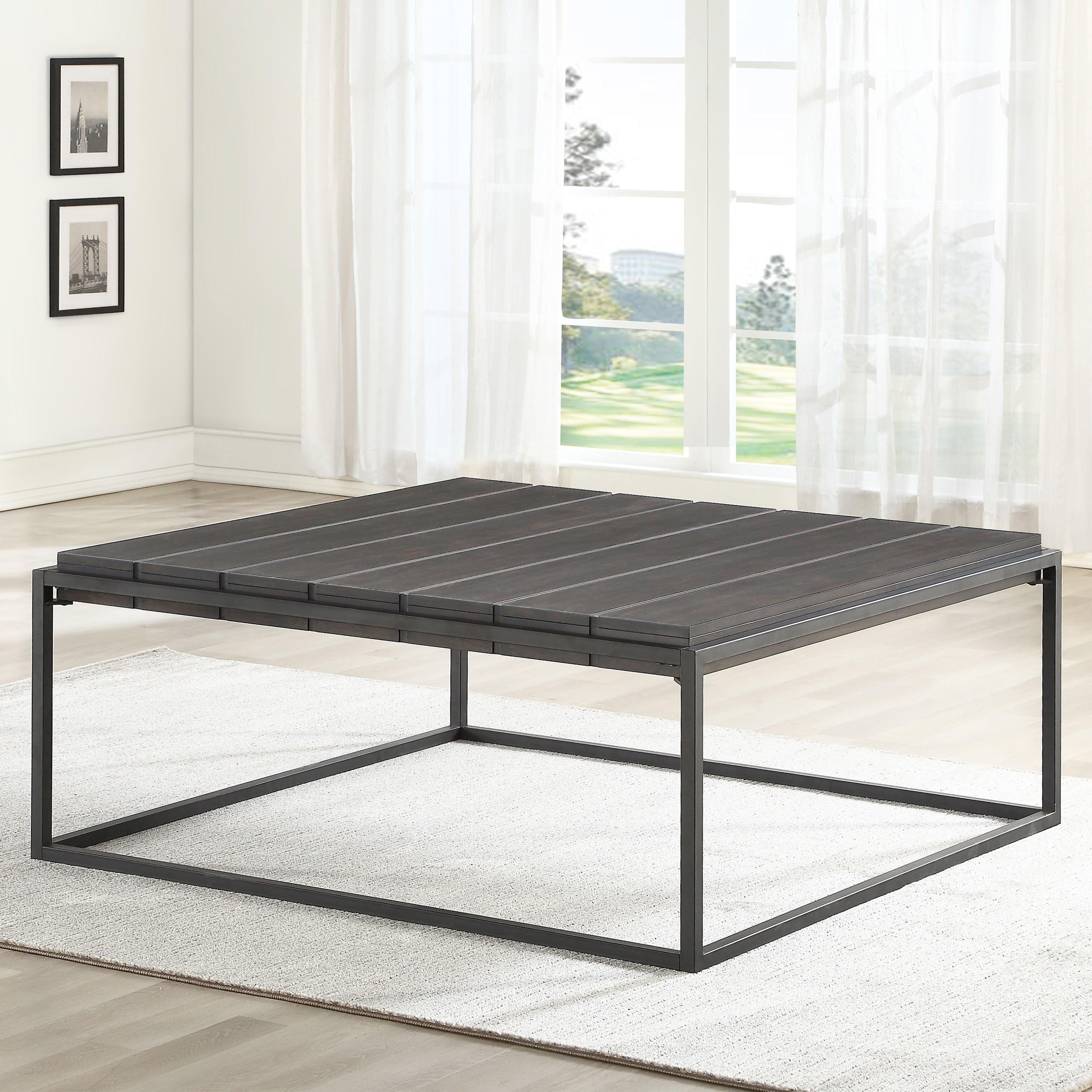 Tolleson Walnut Finish Square Coffee Table By Greyson Living