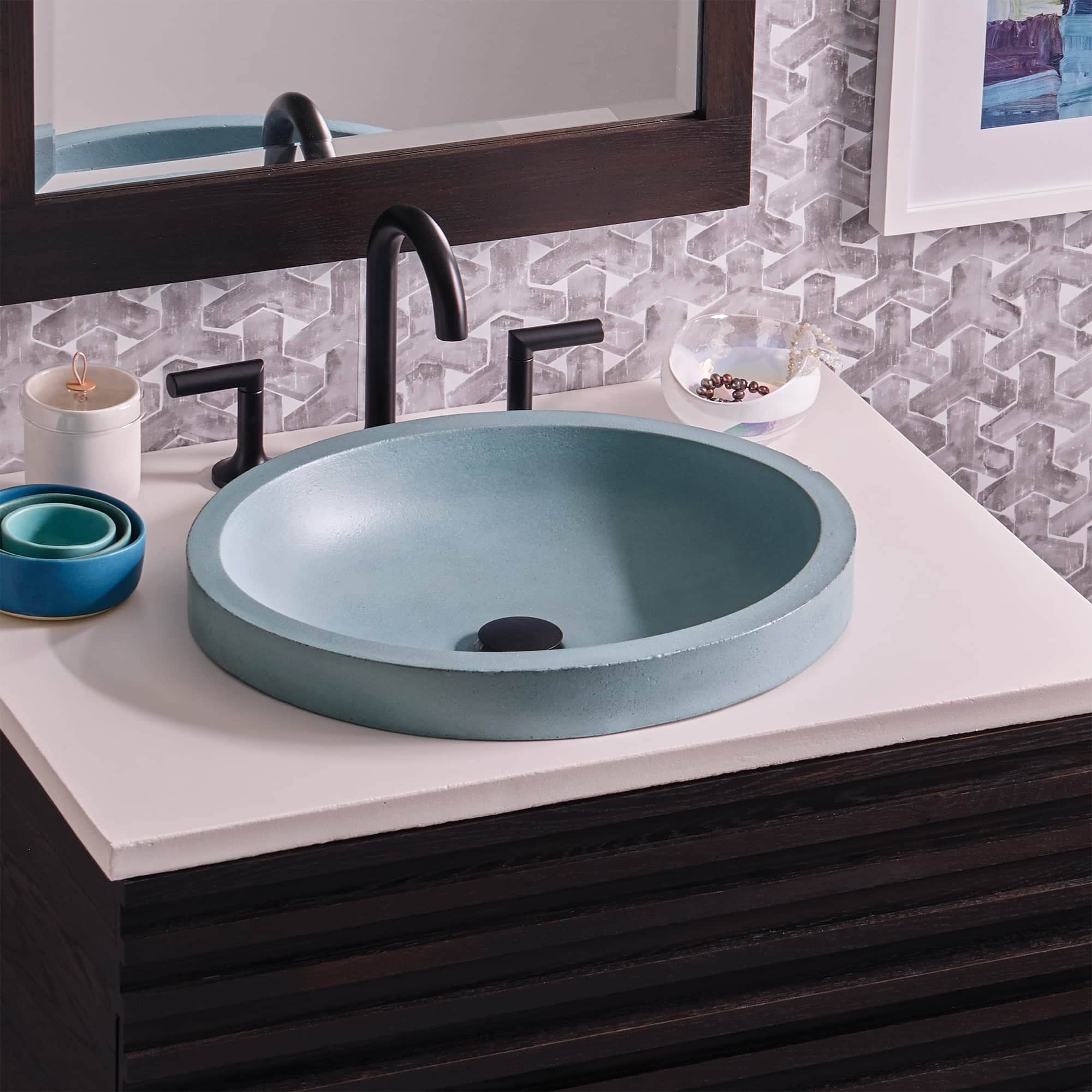 Tolosa New Nativestone Drop In Undermount Bathroom Sink