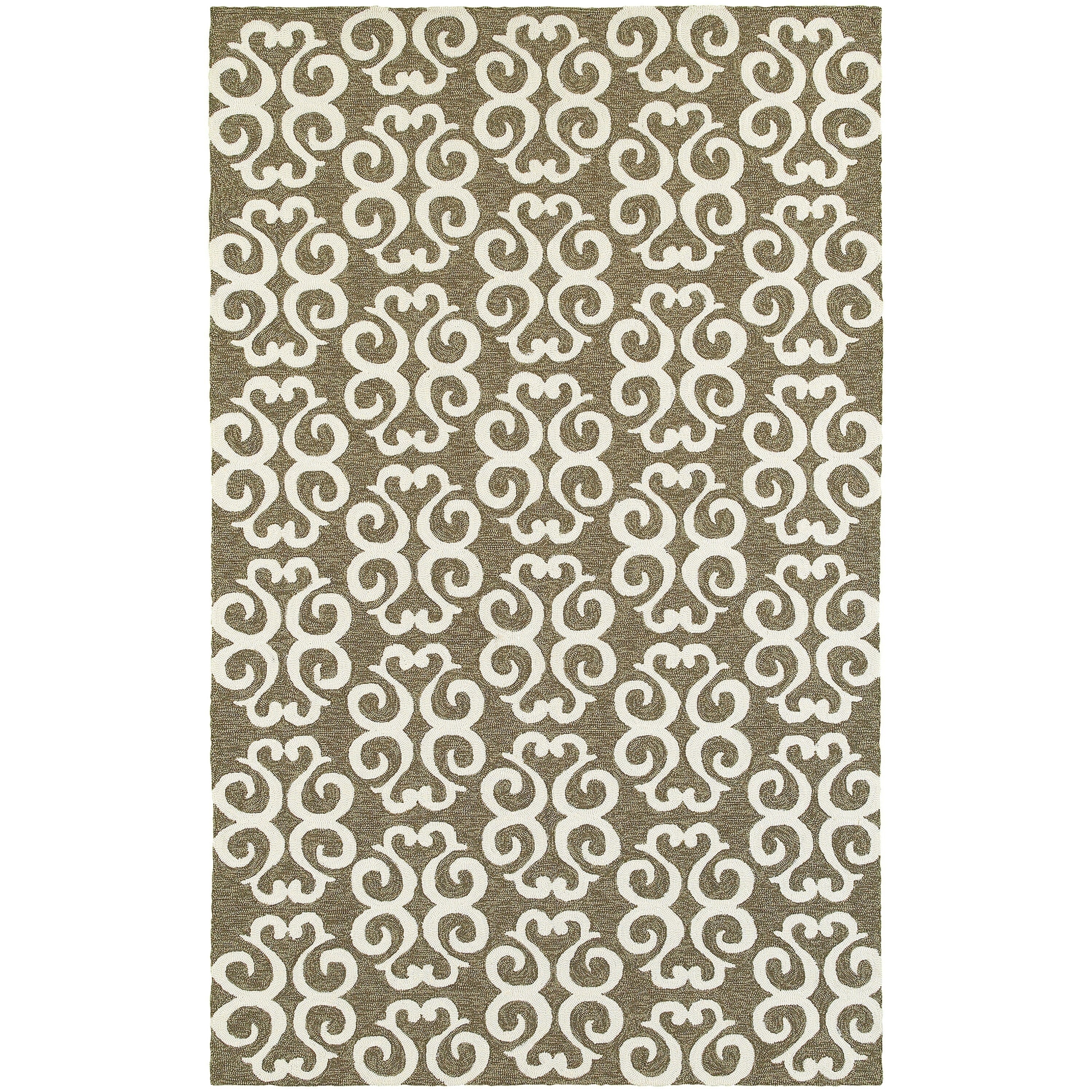 Tommy Bahama Atrium Brown Ivory Area Rug 5X8 5 X 8